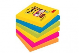 Öntapadó jegyzettömb, 76x76 mm, 6x90 lap, 3M POSTIT, "Super Sticky", Rio